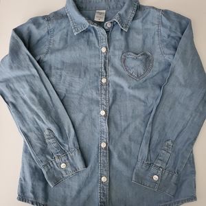 Girls Size 7 Carters Collar Denim Shirt